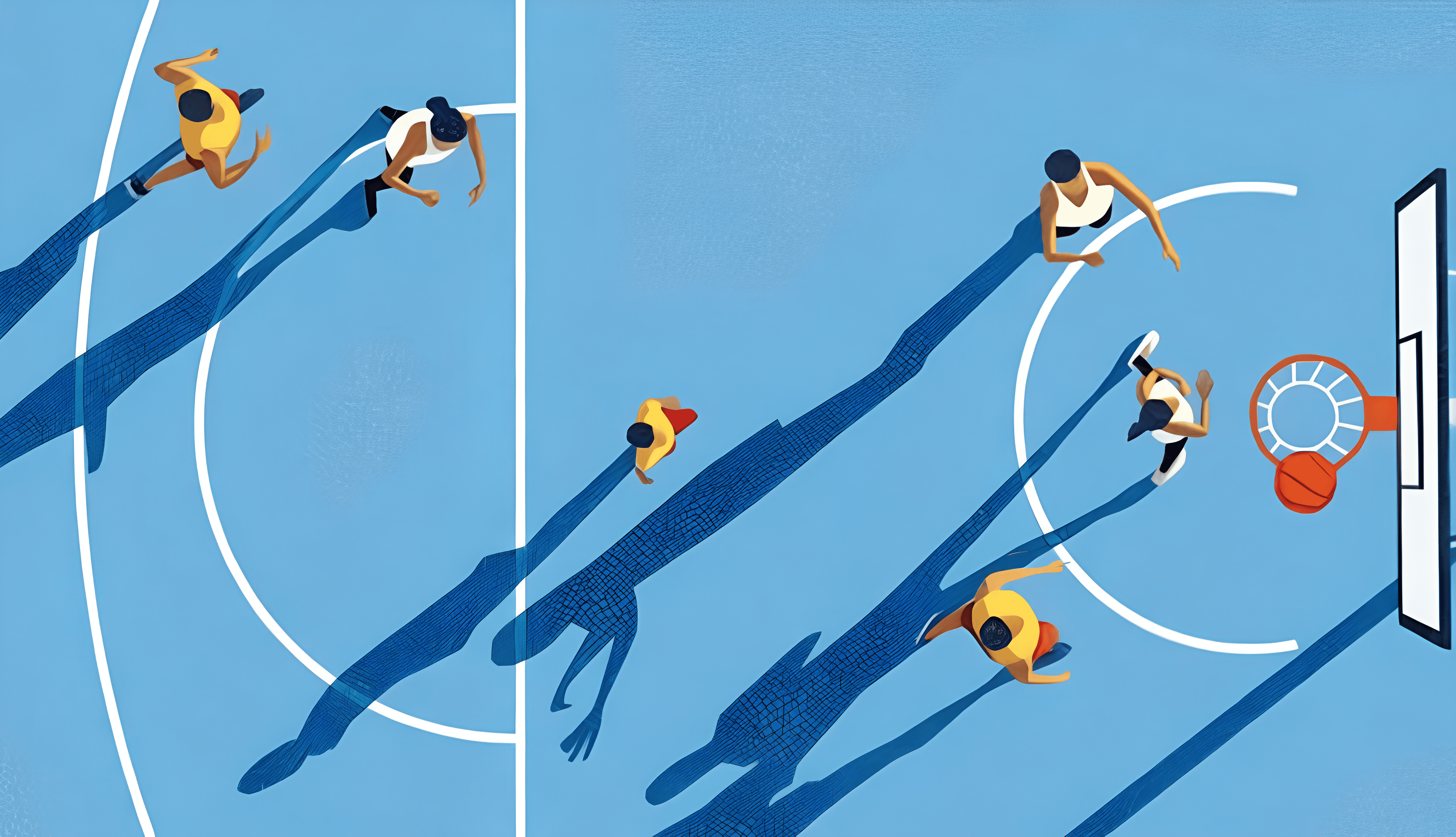 Люди на спортивной площадке сверху